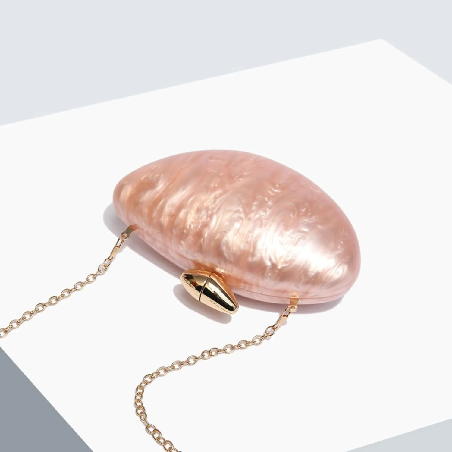 Evening Clutch Purse for Women, Trendy Acrylic Shiny Egg Handbag Cute Shell Shape Shoulder Bag Fashion Crossbody Bag