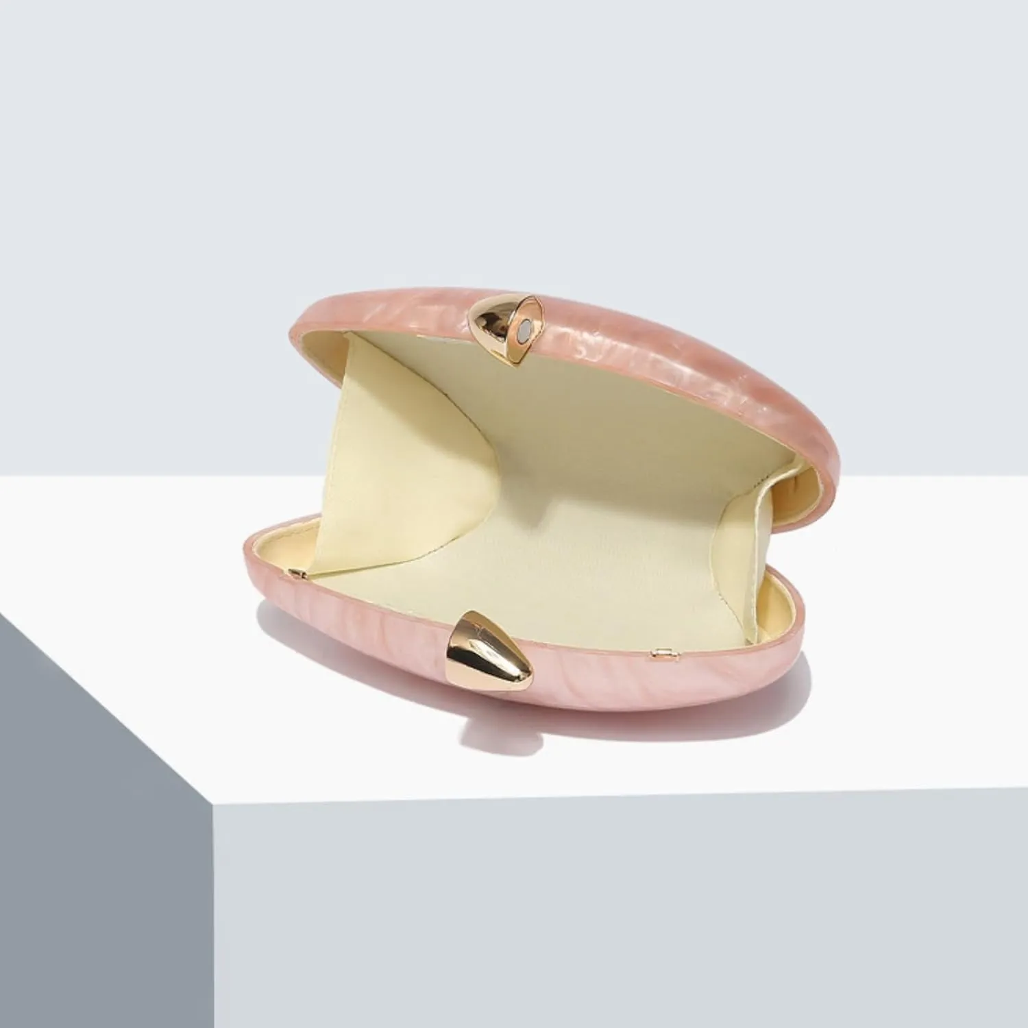 Evening Clutch Purse for Women, Trendy Acrylic Shiny Egg Handbag Cute Shell Shape Shoulder Bag Fashion Crossbody Bag