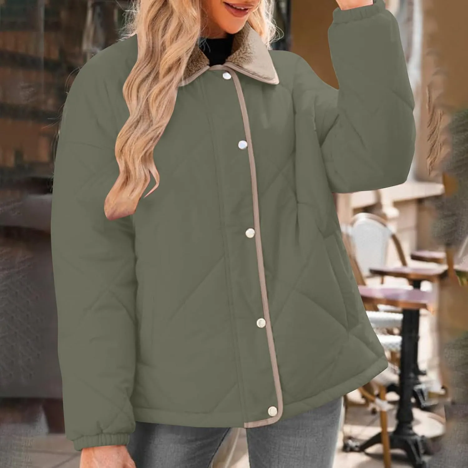 Fall Winter Jackets for Women 2024 Warm Quilted Jackets Lightweight Casual Puffer Jacket Padded Down Coat Outerwear