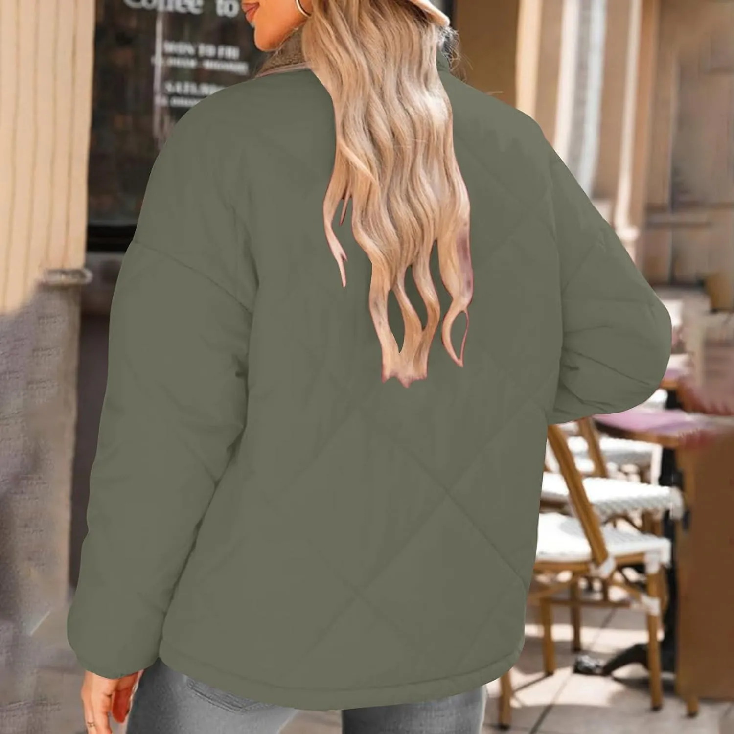 Fall Winter Jackets for Women 2024 Warm Quilted Jackets Lightweight Casual Puffer Jacket Padded Down Coat Outerwear