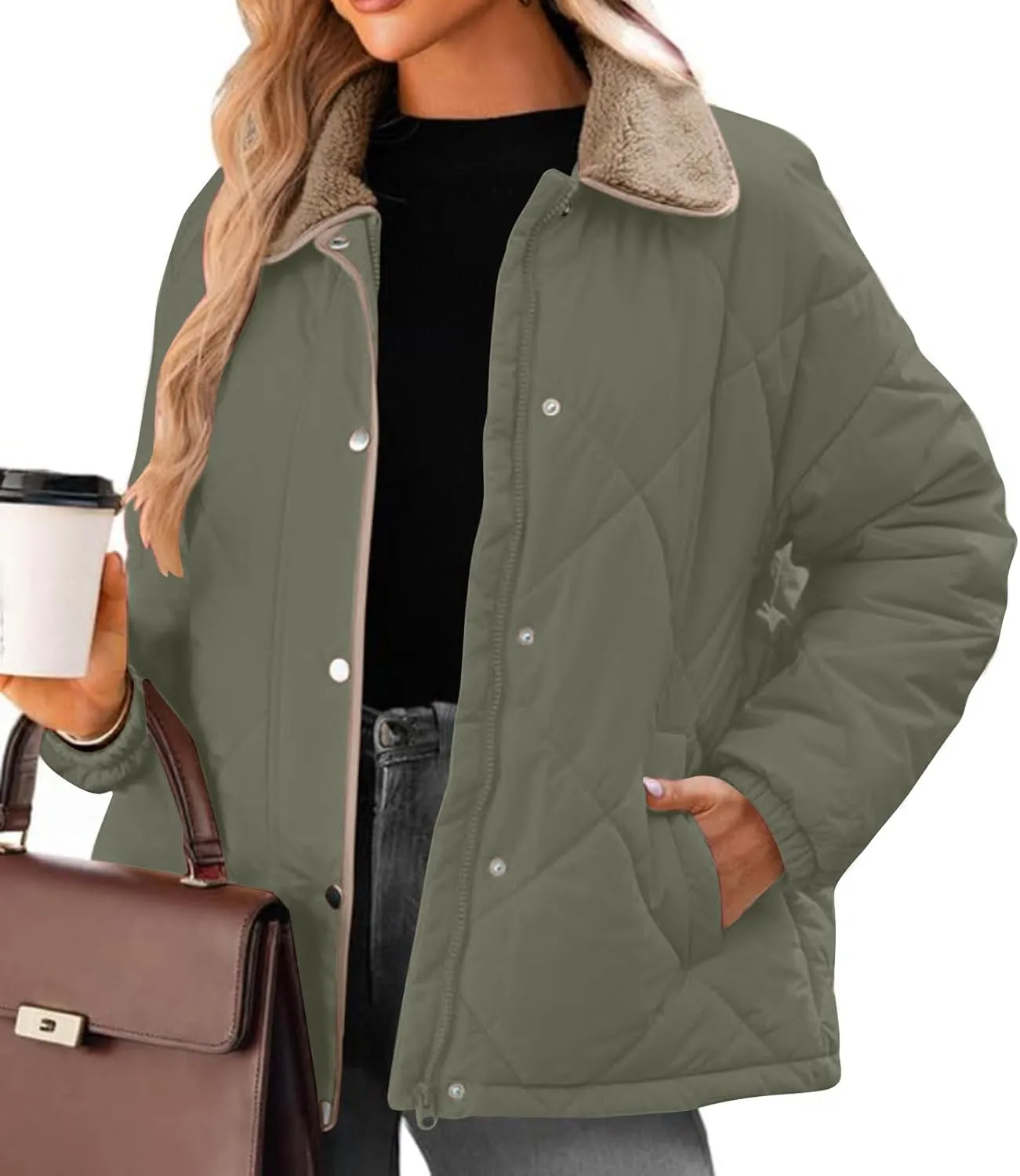Fall Winter Jackets for Women 2024 Warm Quilted Jackets Lightweight Casual Puffer Jacket Padded Down Coat Outerwear