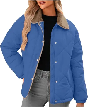 Fall Winter Jackets for Women 2024 Warm Quilted Jackets Lightweight Casual Puffer Jacket Padded Down Coat Outerwear