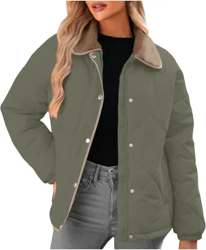 Fall Winter Jackets for Women 2024 Warm Quilted Jackets Lightweight Casual Puffer Jacket Padded Down Coat Outerwear
