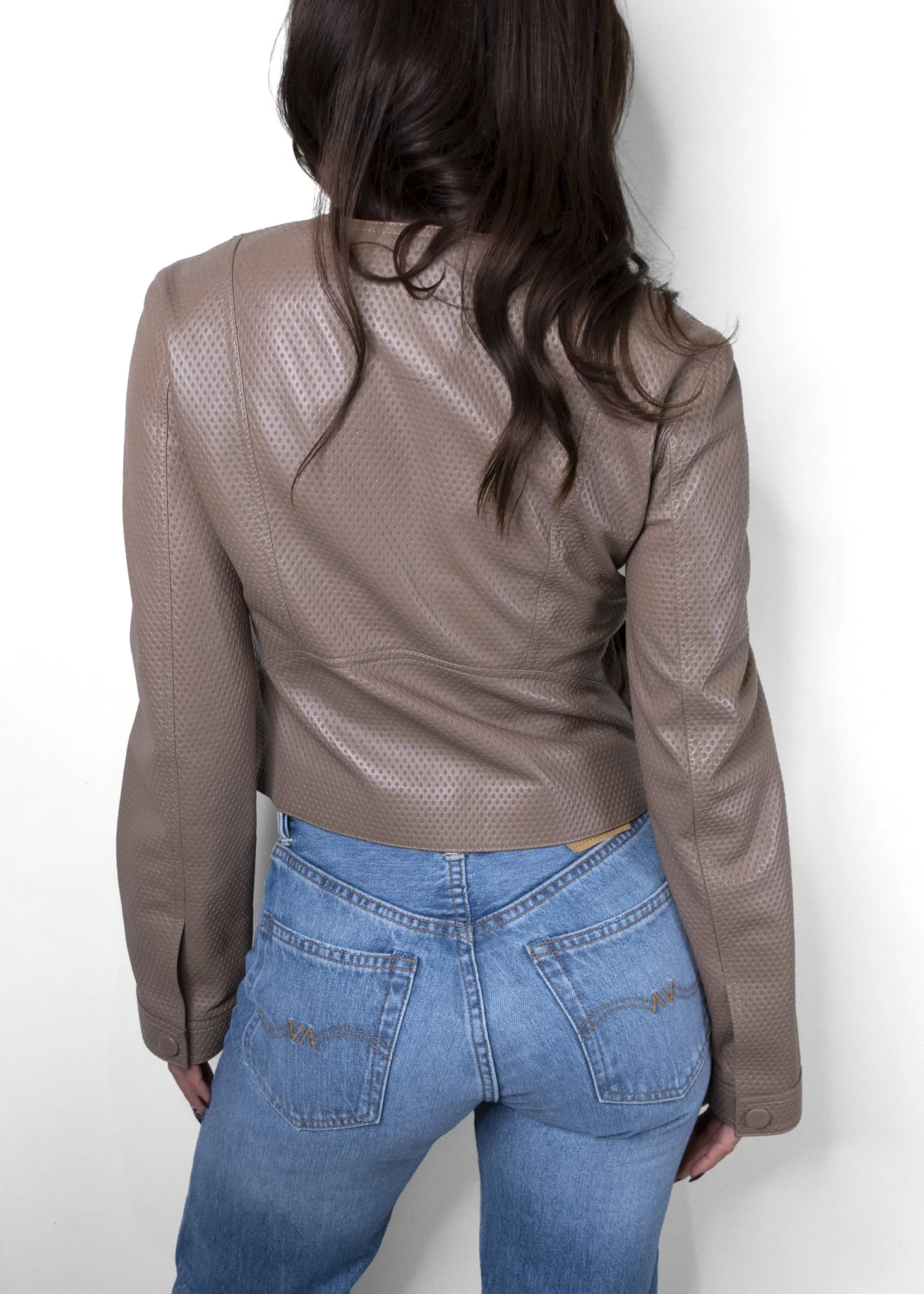 Fendi Perforated Leather Baguette Buckle Jacket