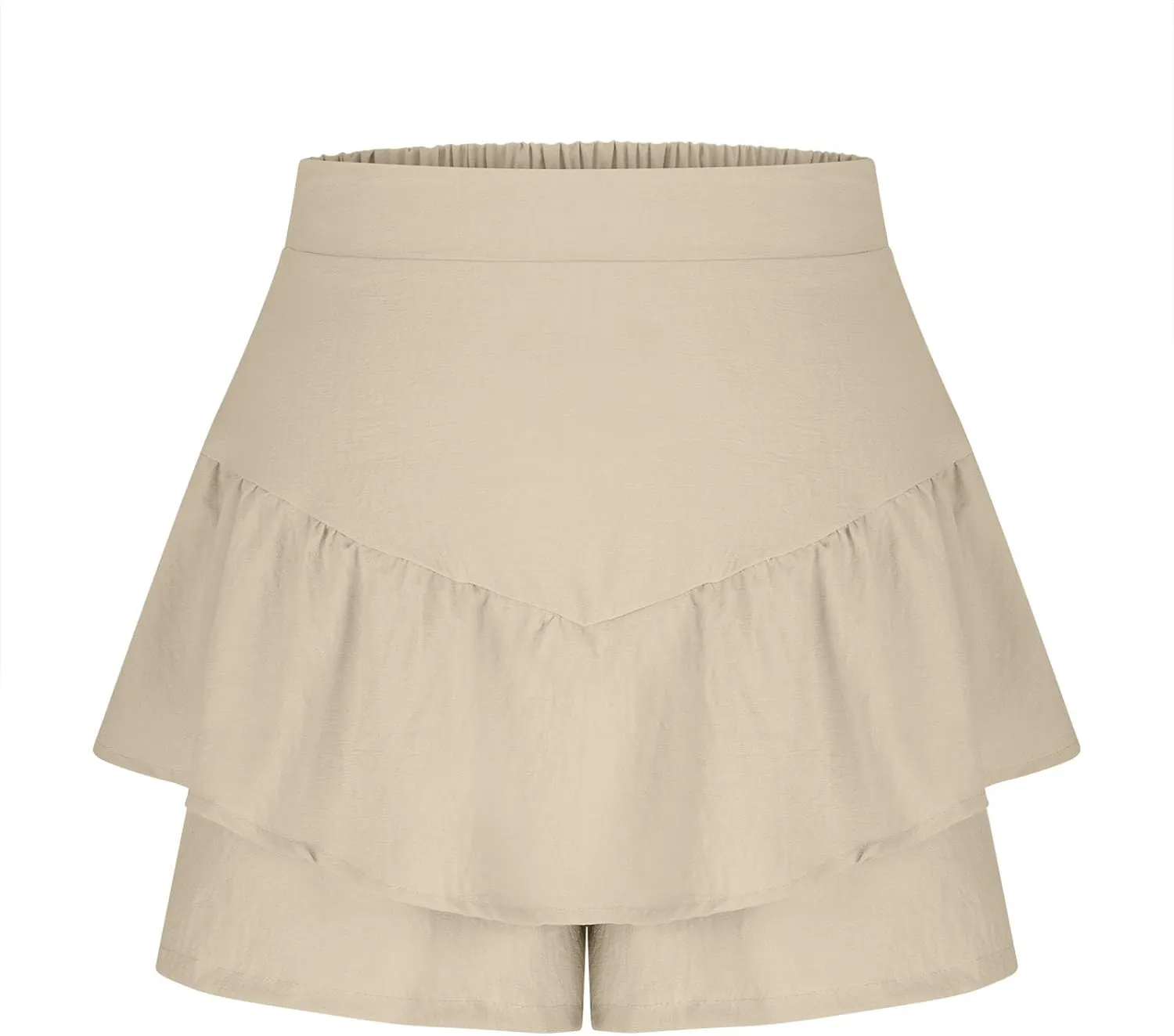 Flowy Shorts for Women Trendy Ruffle Tiered Tummy Control Mini Skirts Dressy Casual Plain High Waisted Pleated Skorts