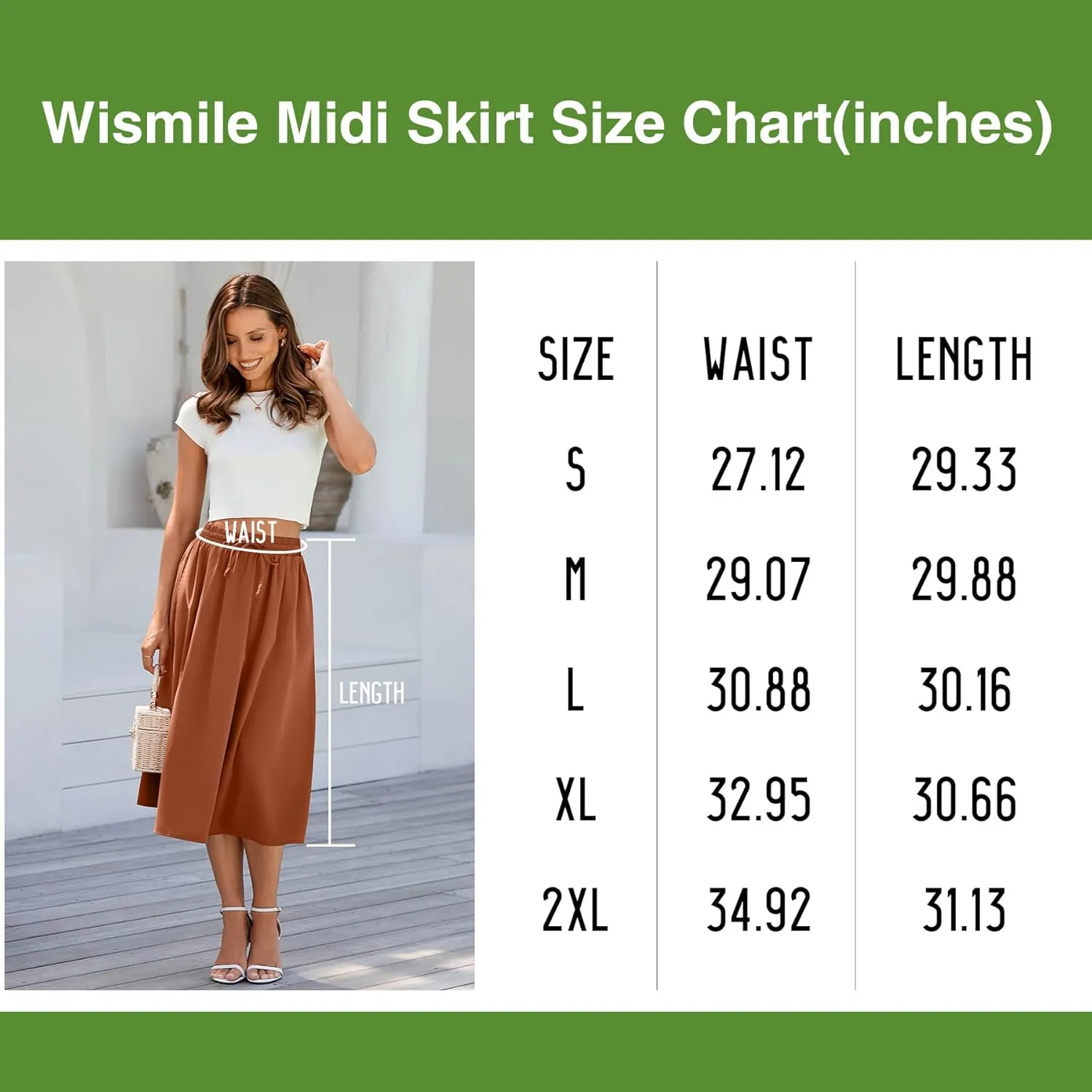 Flowy Skirt Midi Length Elastic High Waist A-Line Skirt with Pockets Boho for Women 2025 Trendy(S-2XL)