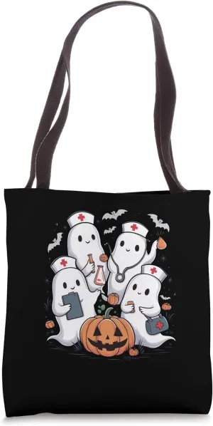 Funny Nurse Halloween Nurse Squad Cute Ghost Doctor Design Tote Bag