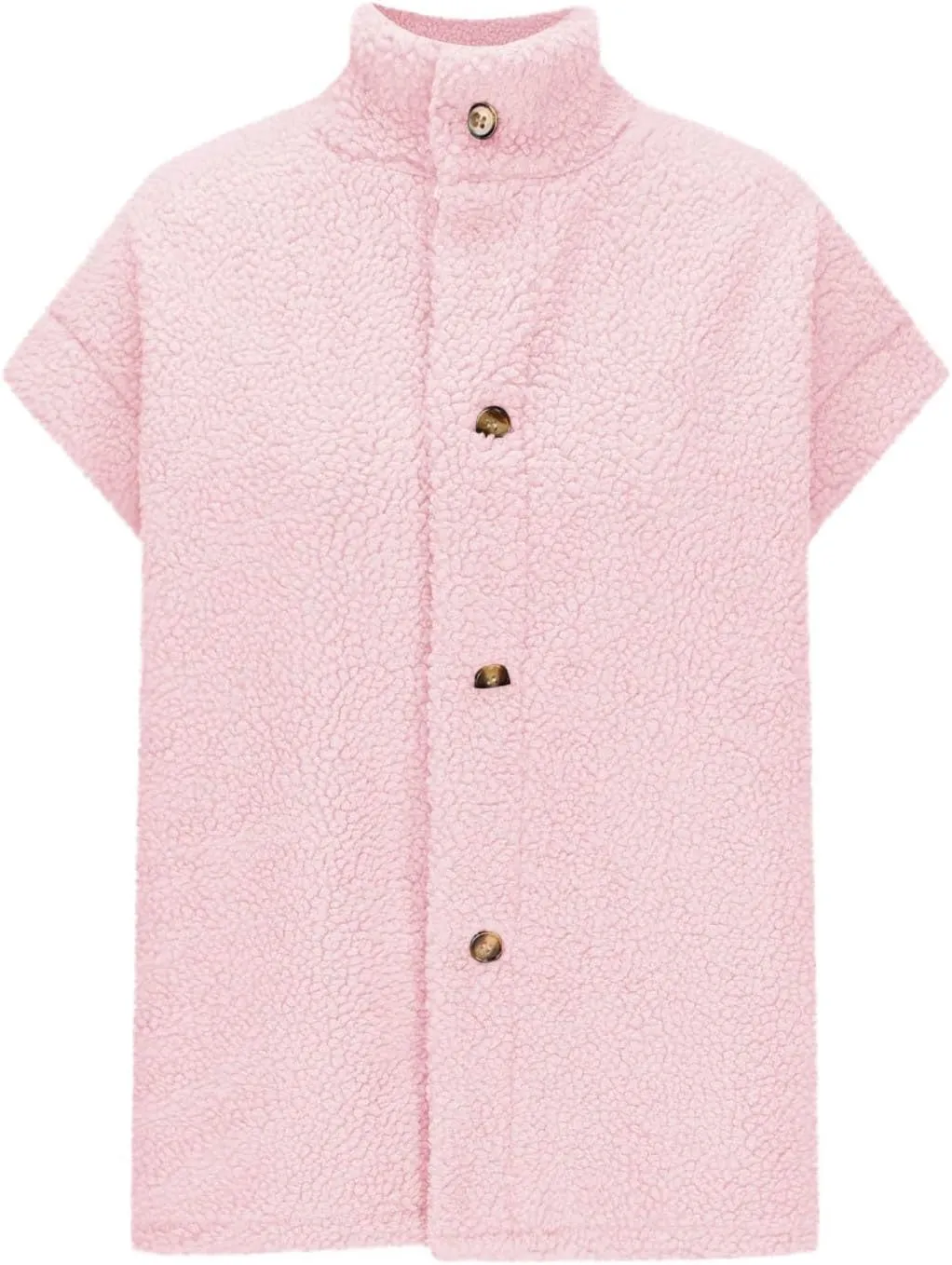 Fuzzy Fleece Vest for Women Casual Plus Size Button Down Sleeveless Jackets Loose Winter Warm Sherpa Vests Coat with Pockets