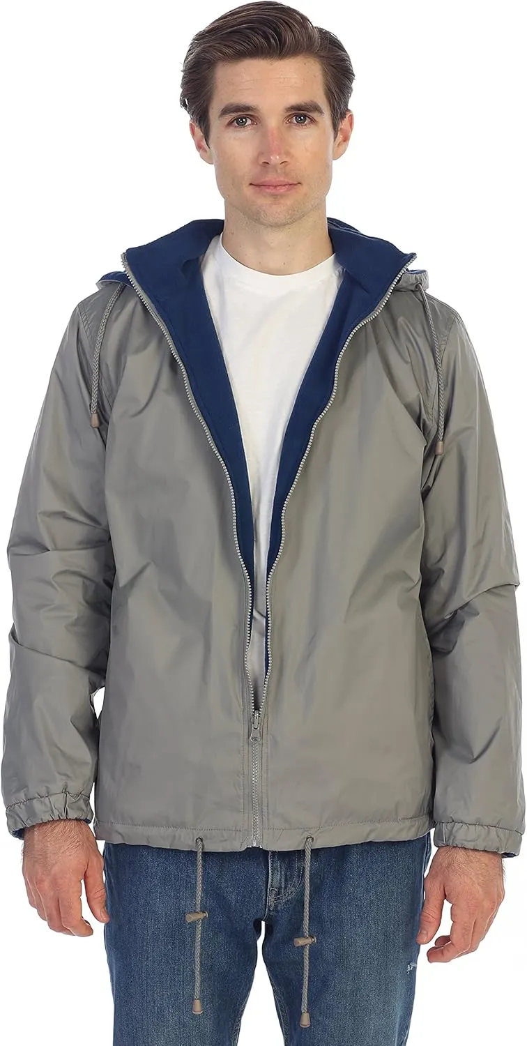 Gioberti Men's Reversible Rain Jacket with Polar Fleece Lining