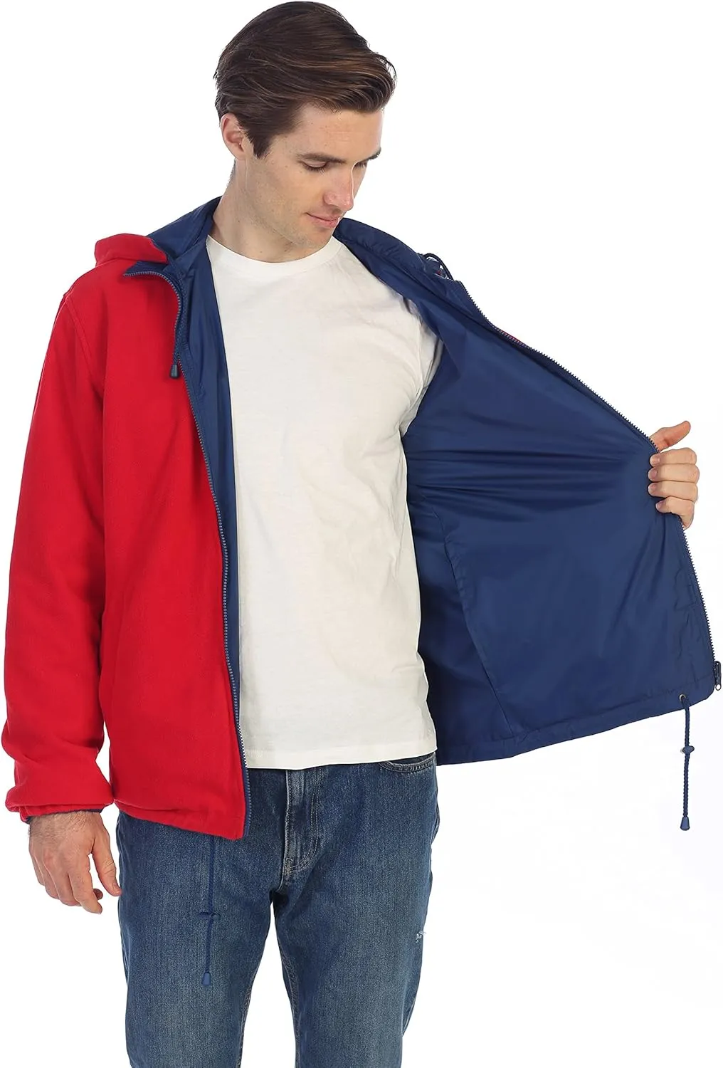 Gioberti Men's Reversible Rain Jacket with Polar Fleece Lining