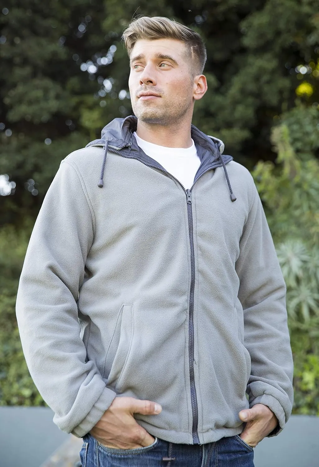 Gioberti Men's Reversible Rain Jacket with Polar Fleece Lining