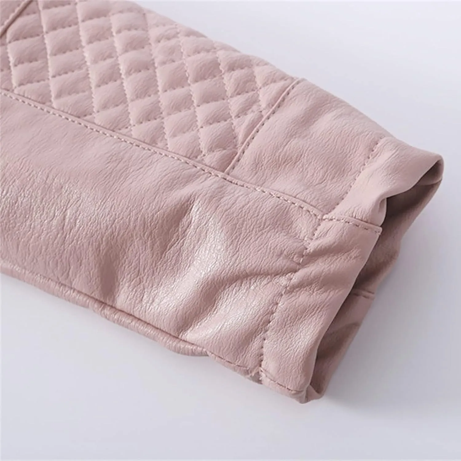 Girls Motorcycle Jackets Toddler PU Faux Leather Zipper Coat Turn-Down Collar Long Sleeve Crop Tops Fashion Outerwear