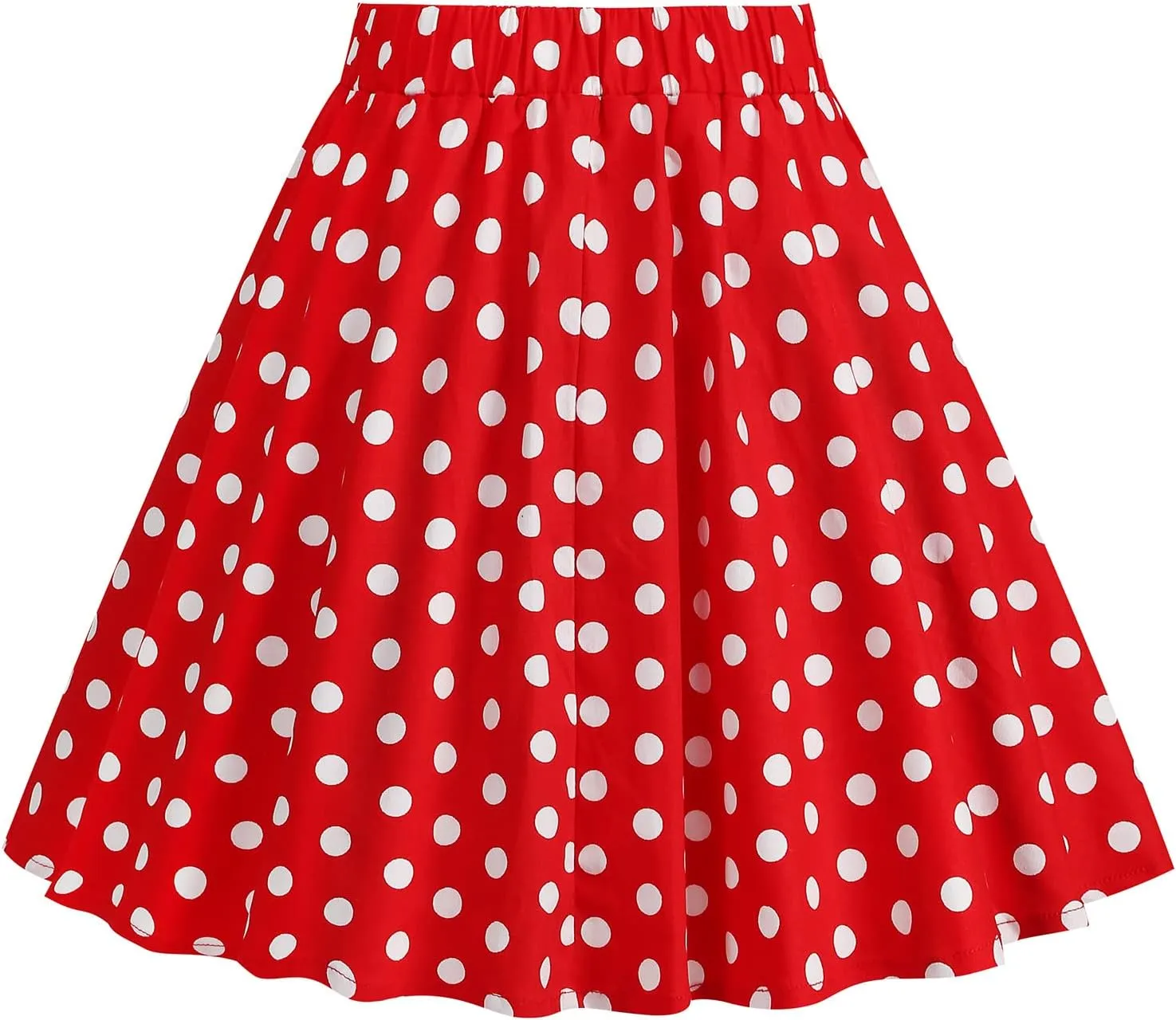 Girls Vintage Polka Dot Skirt 50s Flare A-Line Pleated 50's Full Circle Skirt 1950s Smock Waist Rockabilly Swing Party Skirts