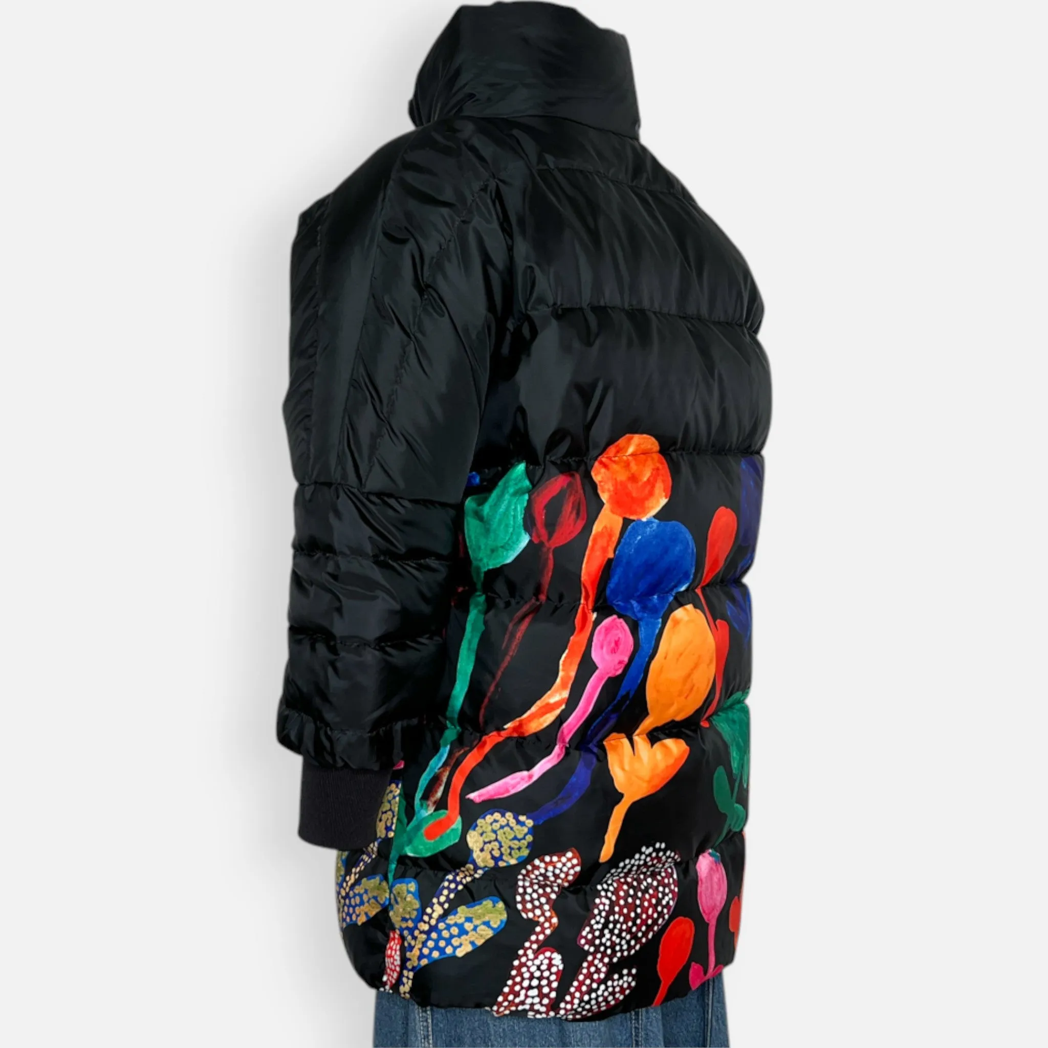 Gorman Black & Multicoloured Georgias Garden Down Filled Puffer Coat XS ~ AU8-10