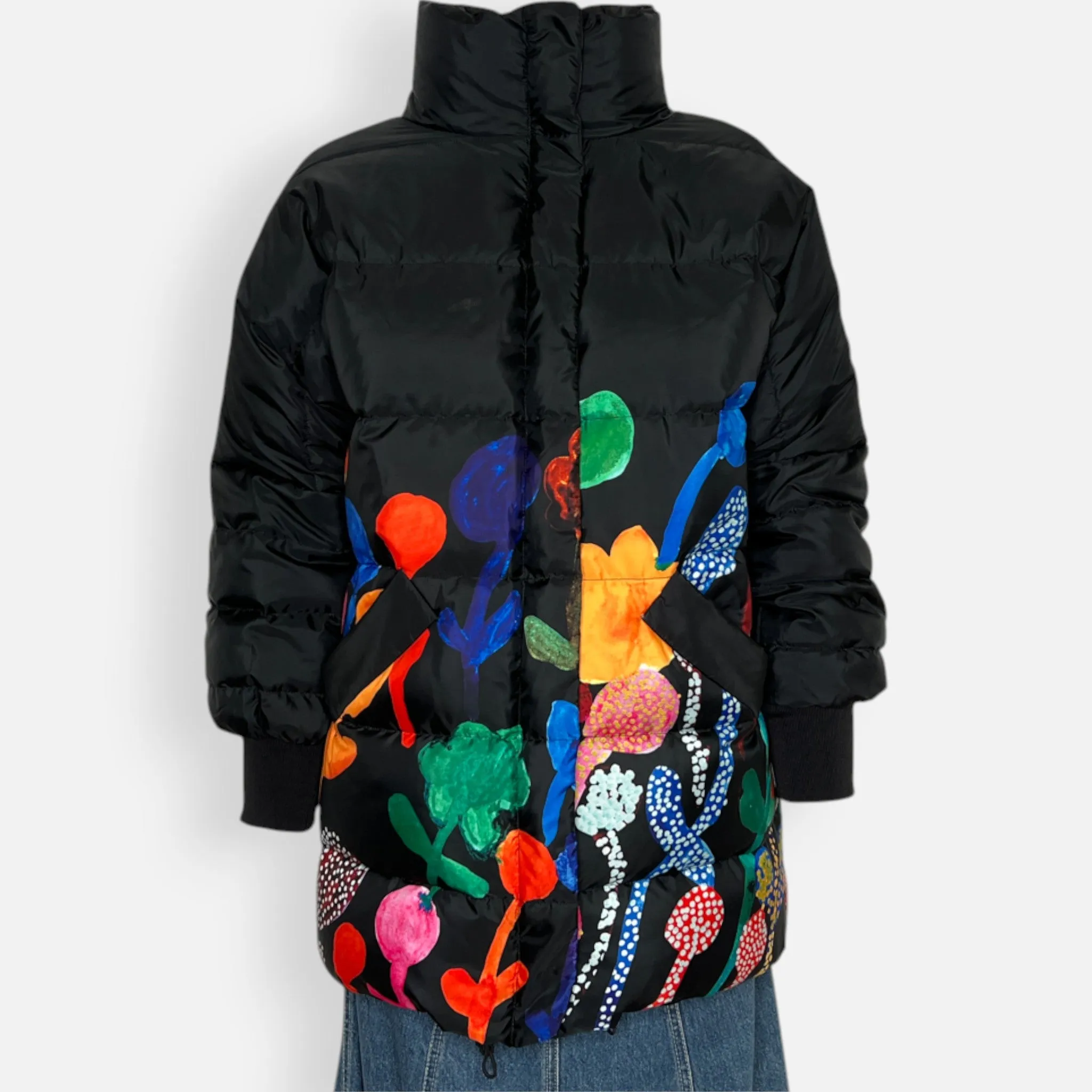 Gorman Black & Multicoloured Georgias Garden Down Filled Puffer Coat XS ~ AU8-10