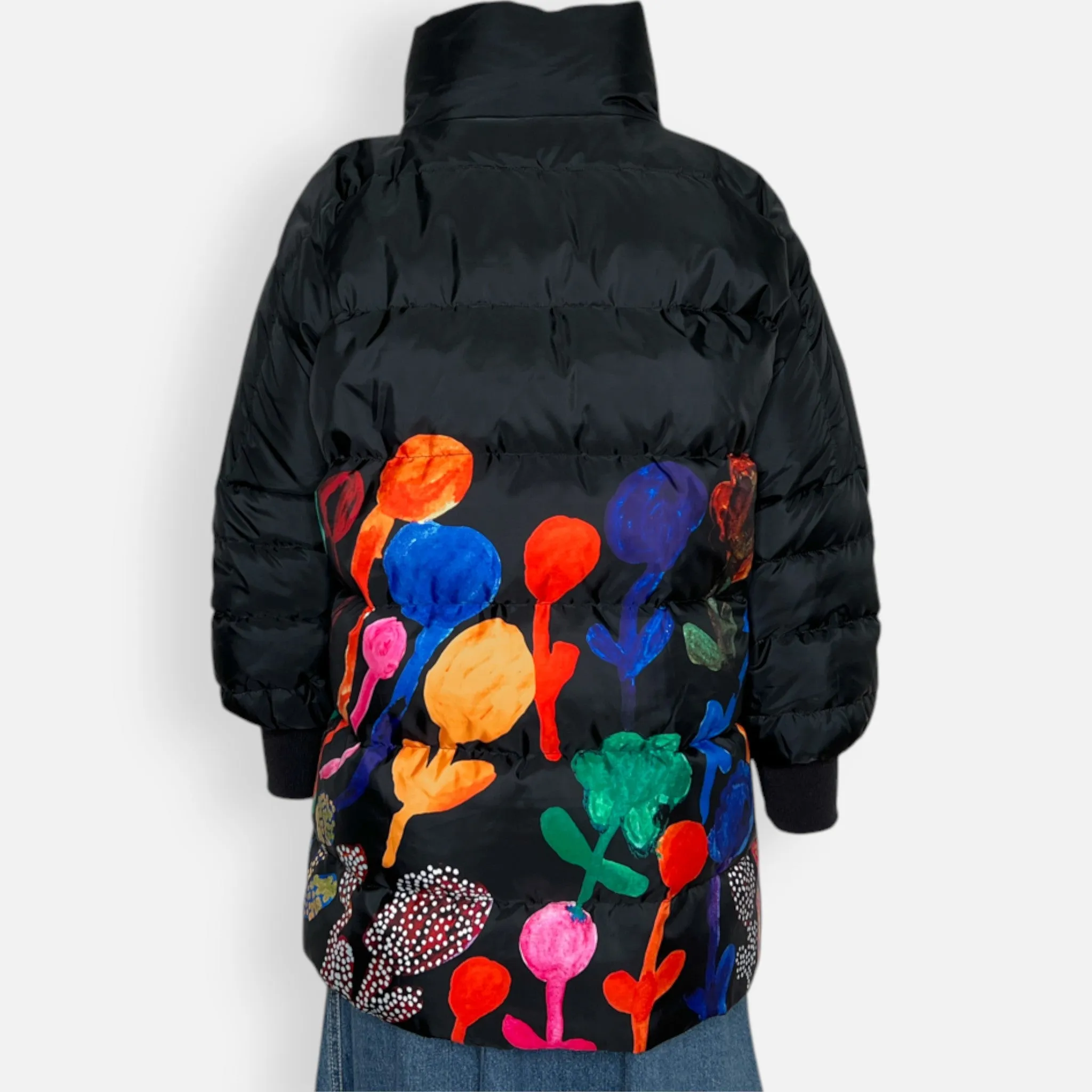 Gorman Black & Multicoloured Georgias Garden Down Filled Puffer Coat XS ~ AU8-10