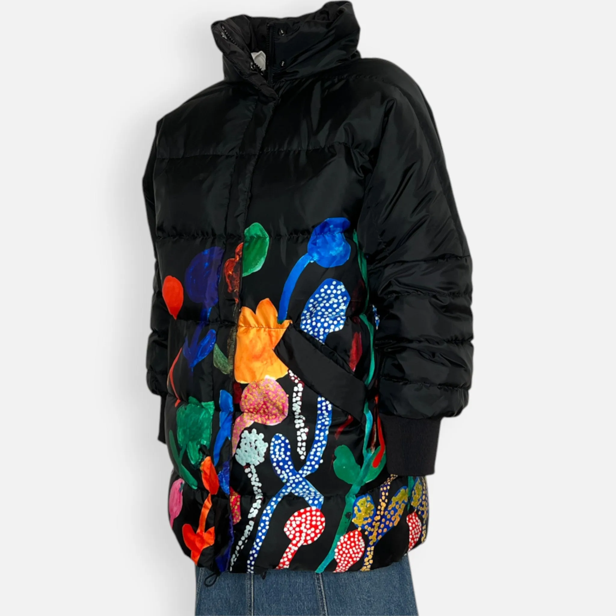 Gorman Black & Multicoloured Georgias Garden Down Filled Puffer Coat XS ~ AU8-10