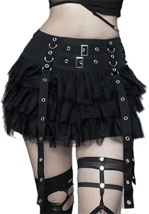 Goth Skirts for Women Black Sexy Punk Rock Skirt High Waisted
