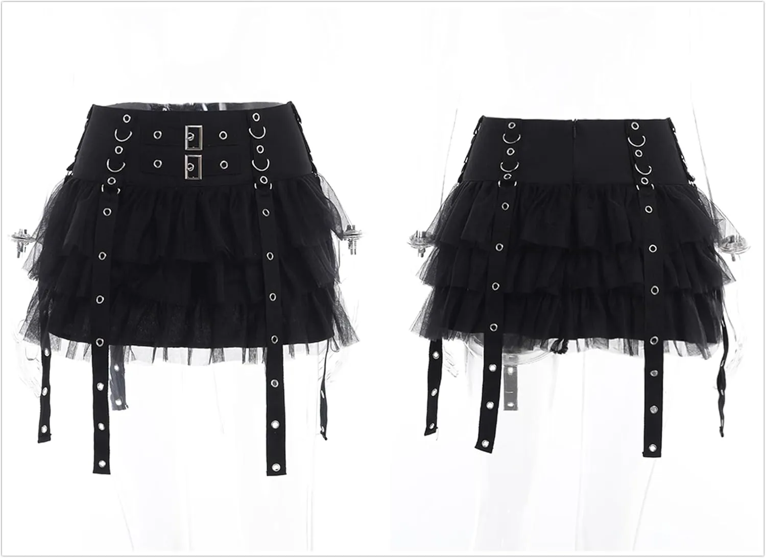 Goth Skirts for Women Black Sexy Punk Rock Skirt High Waisted