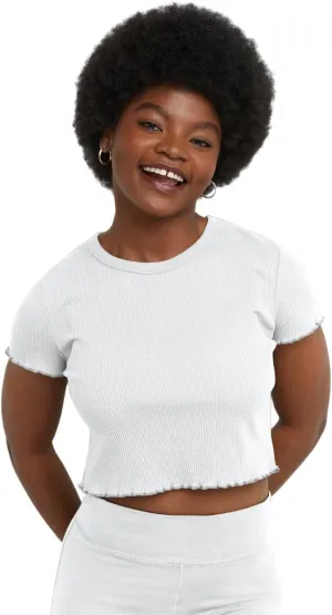 Hanes Women's Originals Rib Plus Cropped Tee, Ribbed Crewneck Crop Top, Plus Sizes