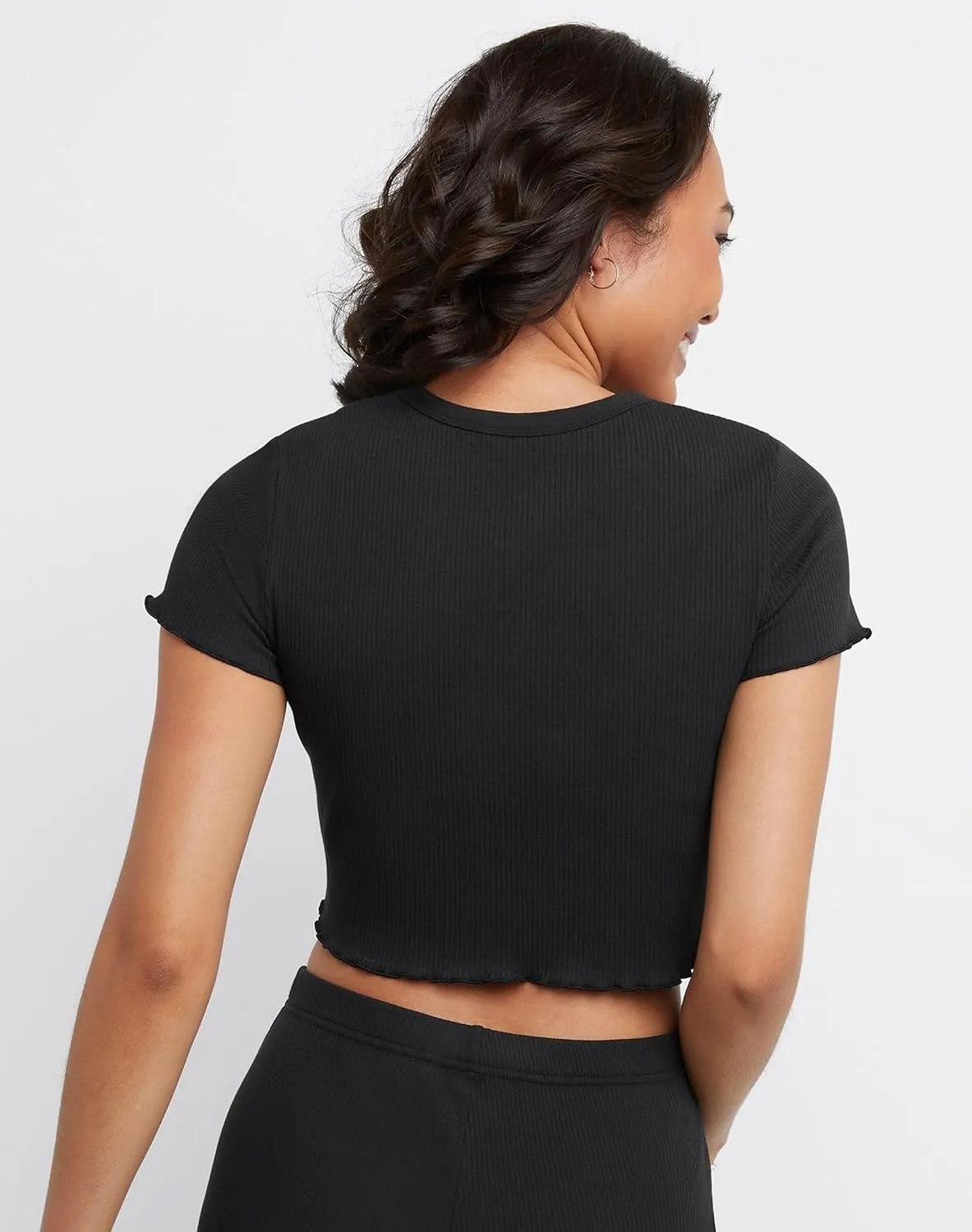 Hanes Women's Originals Rib Plus Cropped Tee, Ribbed Crewneck Crop Top, Plus Sizes