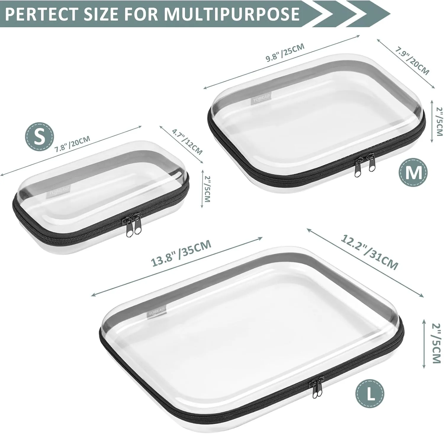 Hard Sided Clear Zipper Case for Storage- Professional-Grade Plastic Clear Zipper Pencil Case,Toy Storage Bins, Toiletry Pouch, Travel Organizer, Cosmetic BagBlack,3 Pack, LMS