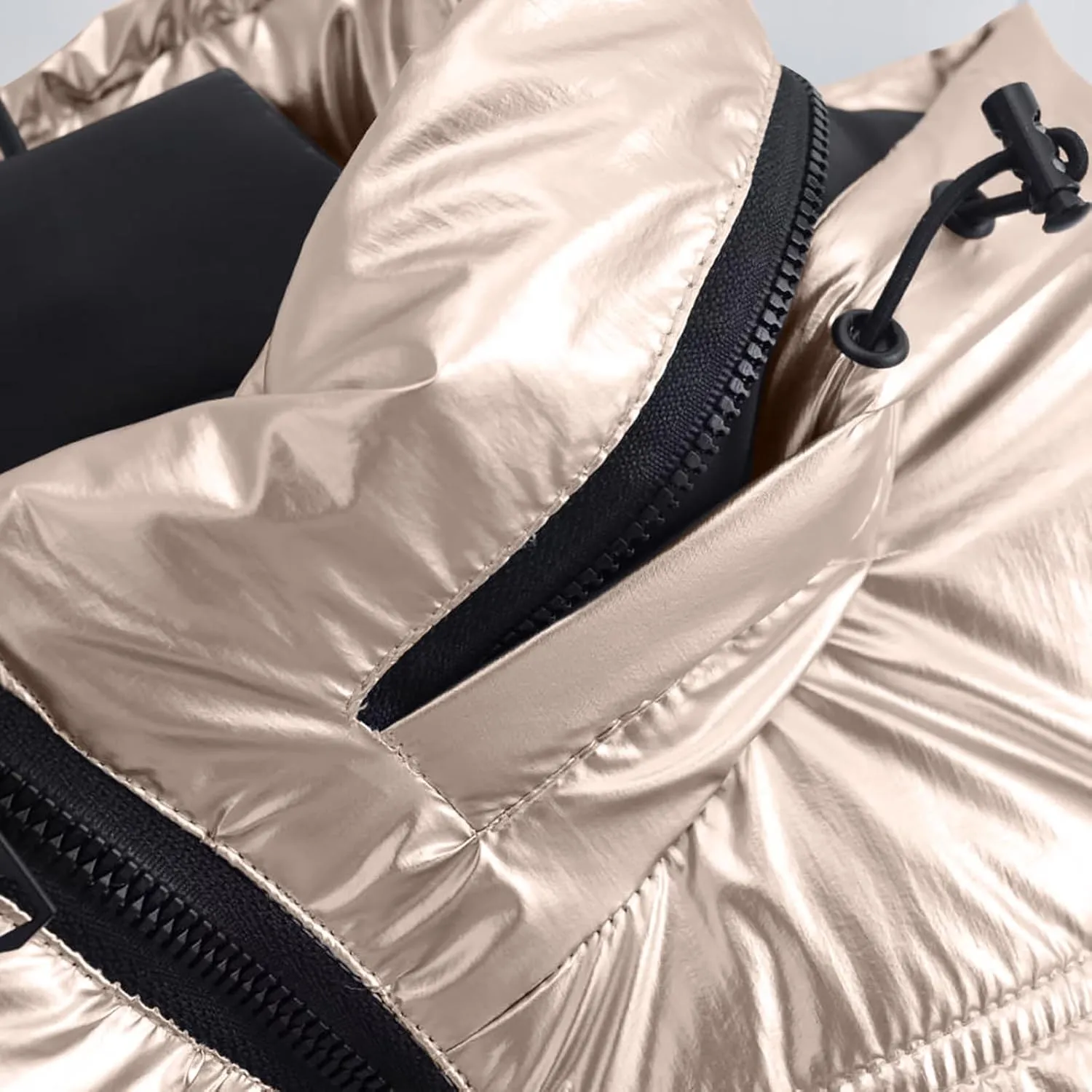 HGps8w Women's Metallic Luster Quilted Jackets Lightweight Padded Down Hooded Winter Coats Full Zip Thickened Warm Outerwear
