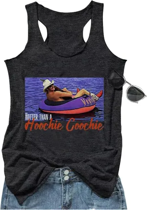 Hotter Than a Hoochie Coochie Tank Tops for Women Vintage Country Music Graphic Hawaiian Racerback T Shirt