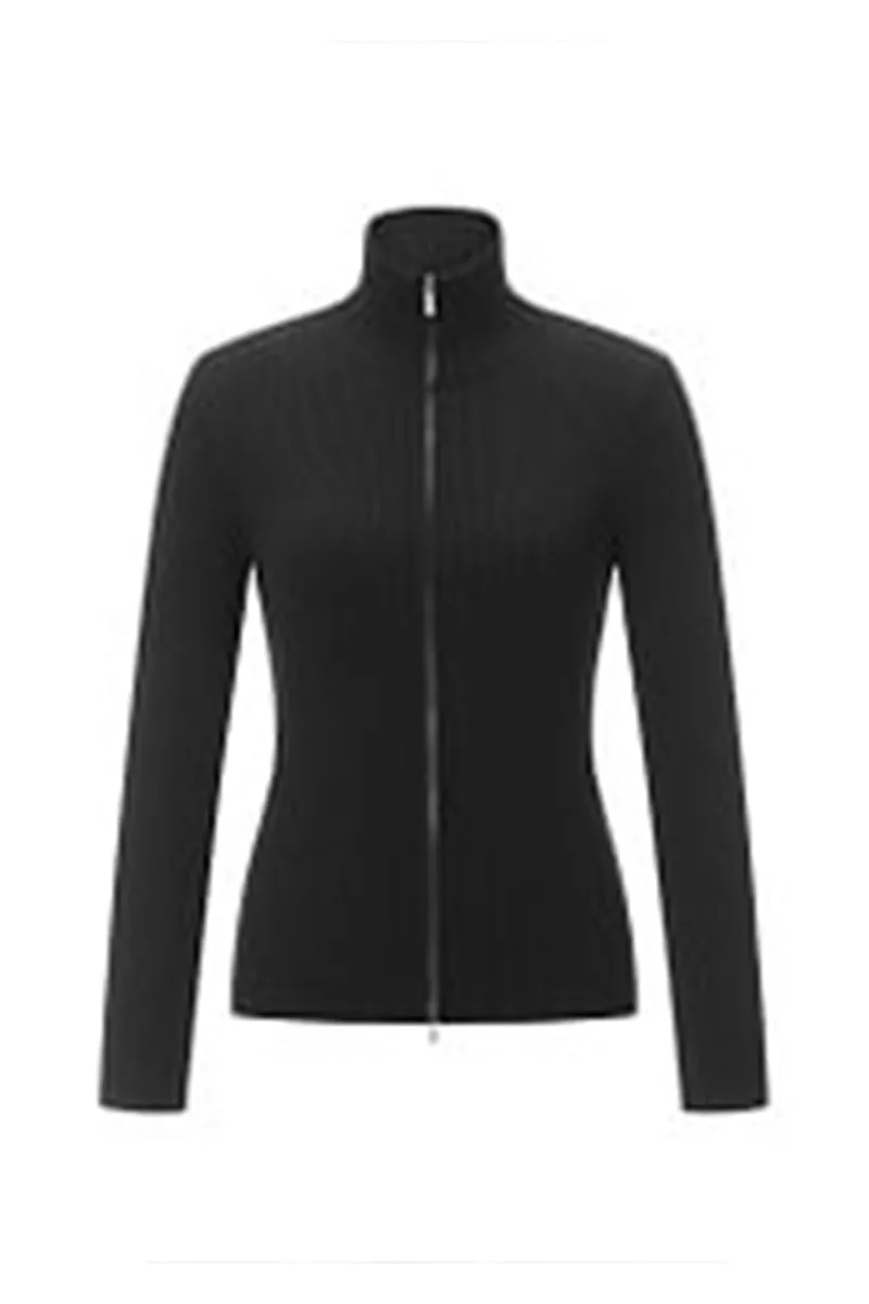 HWS1203 Ribbed Zip-Up Knit Top