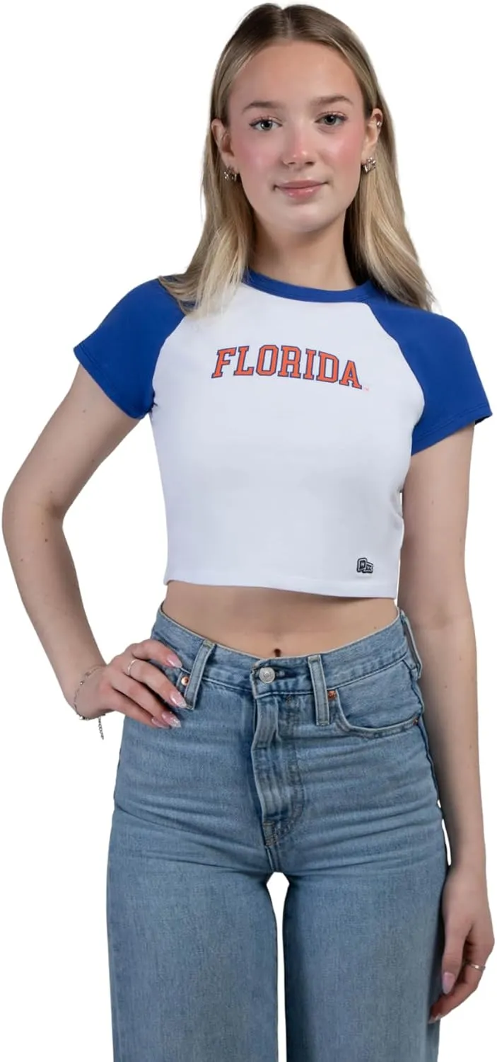 Hype & Vice Homerun Tee for Women (Large) - University of Florida Tank Top for Women, Crop T-Shirt, College Shirts for Game Days - Royal