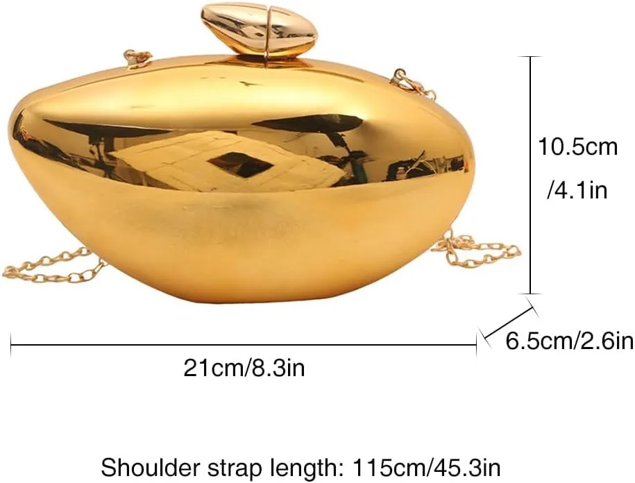 ikasus Acrylic Shell Clutch Purse Metallic Evening Bag Shell Shape Shoulder Bag w/Chain Handbag for Women Wedding Party