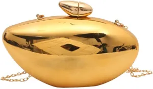ikasus Acrylic Shell Clutch Purse Metallic Evening Bag Shell Shape Shoulder Bag w/Chain Handbag for Women Wedding Party