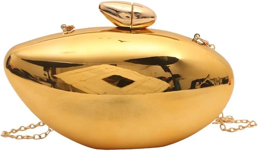 ikasus Acrylic Shell Clutch Purse Metallic Evening Bag Shell Shape Shoulder Bag w/Chain Handbag for Women Wedding Party