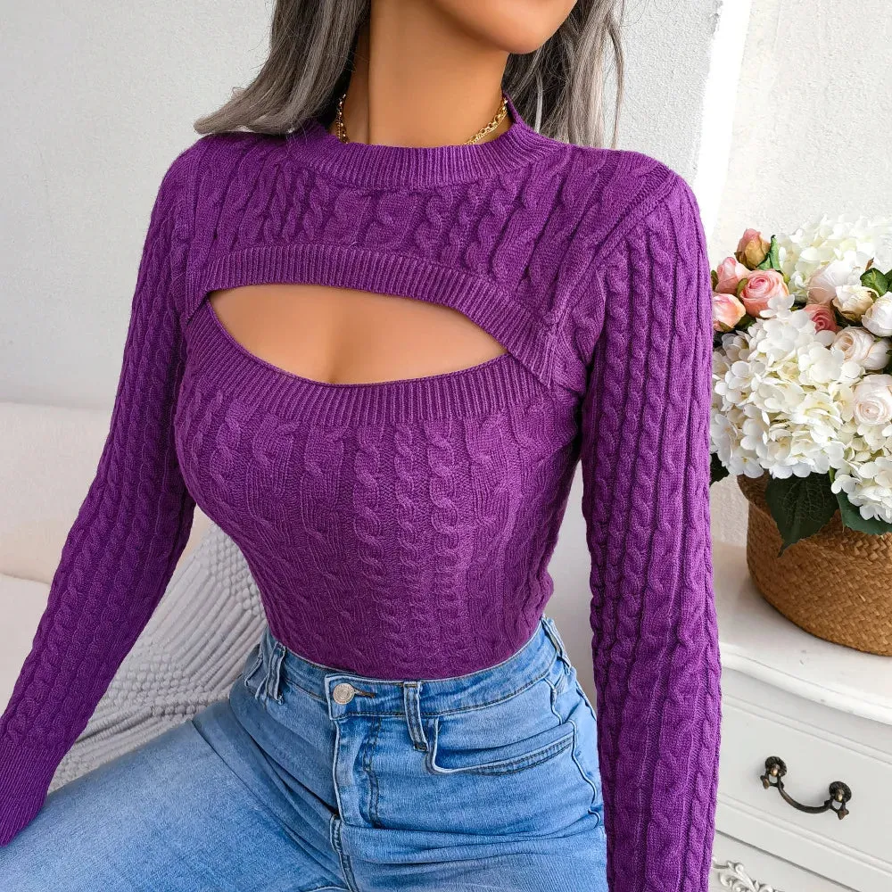 Ivyshape | Casual Crochet Knit Sweater