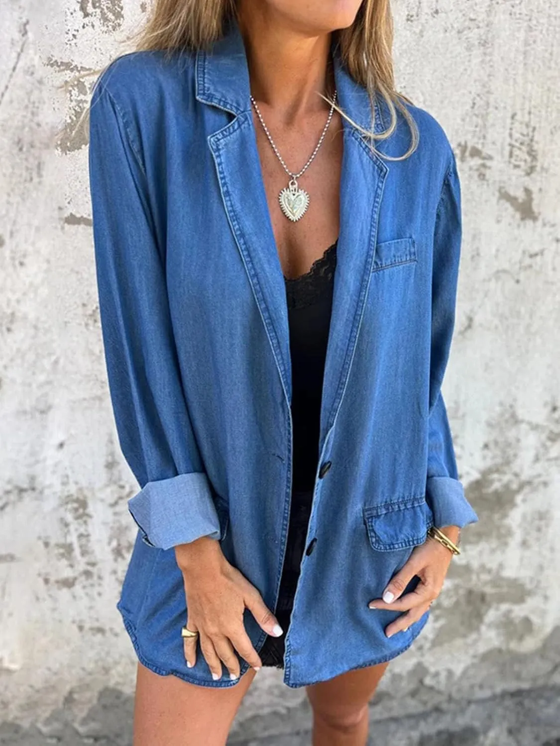 Jean Jacket for Women Lightweight Loose Fit Denim Blazer Shirt Jackets Summer Oversized Work Button Jacket