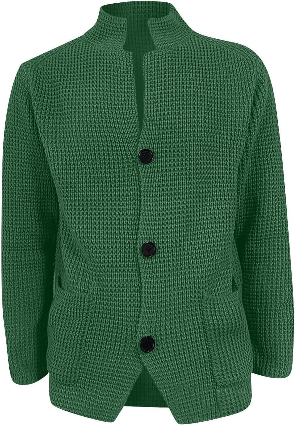 JEsilunmaMY Mens Solid Color Waffle Knit Cardigan Casual Button Up Pocket Blazer Jacket Fall Winter Slim Fit Sweater Coat