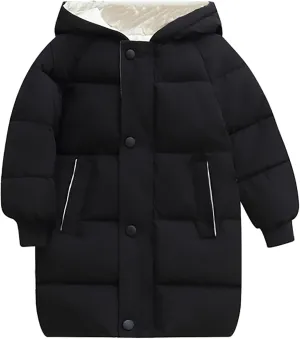 Kids Girls' Puffer Down Coat Winter Jacket Toddler Girls Long Cotton Padded Down Coat Overcoat for 3 to 9 Years