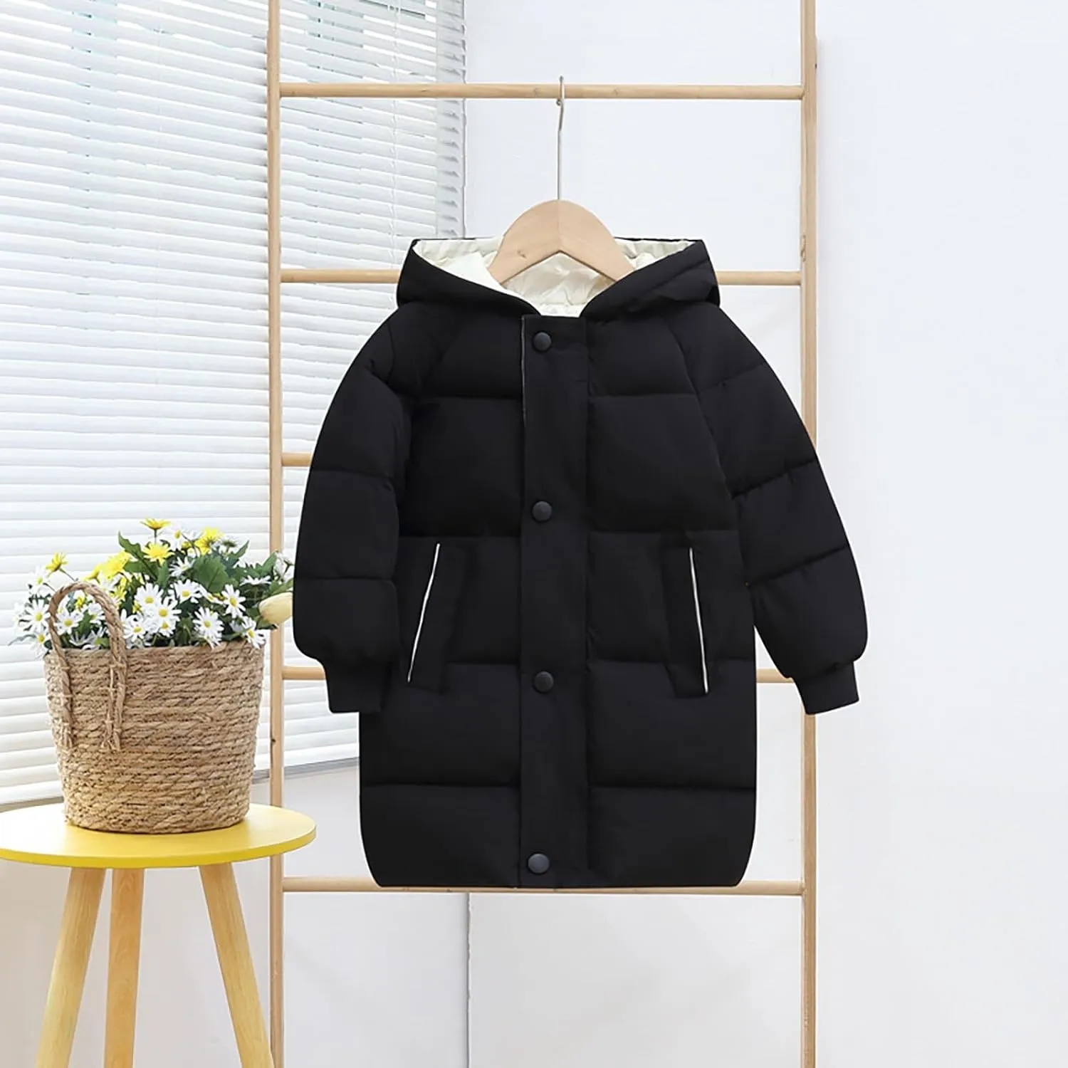 Kids Girls' Puffer Down Coat Winter Jacket Toddler Girls Long Cotton Padded Down Coat Overcoat for 3 to 9 Years