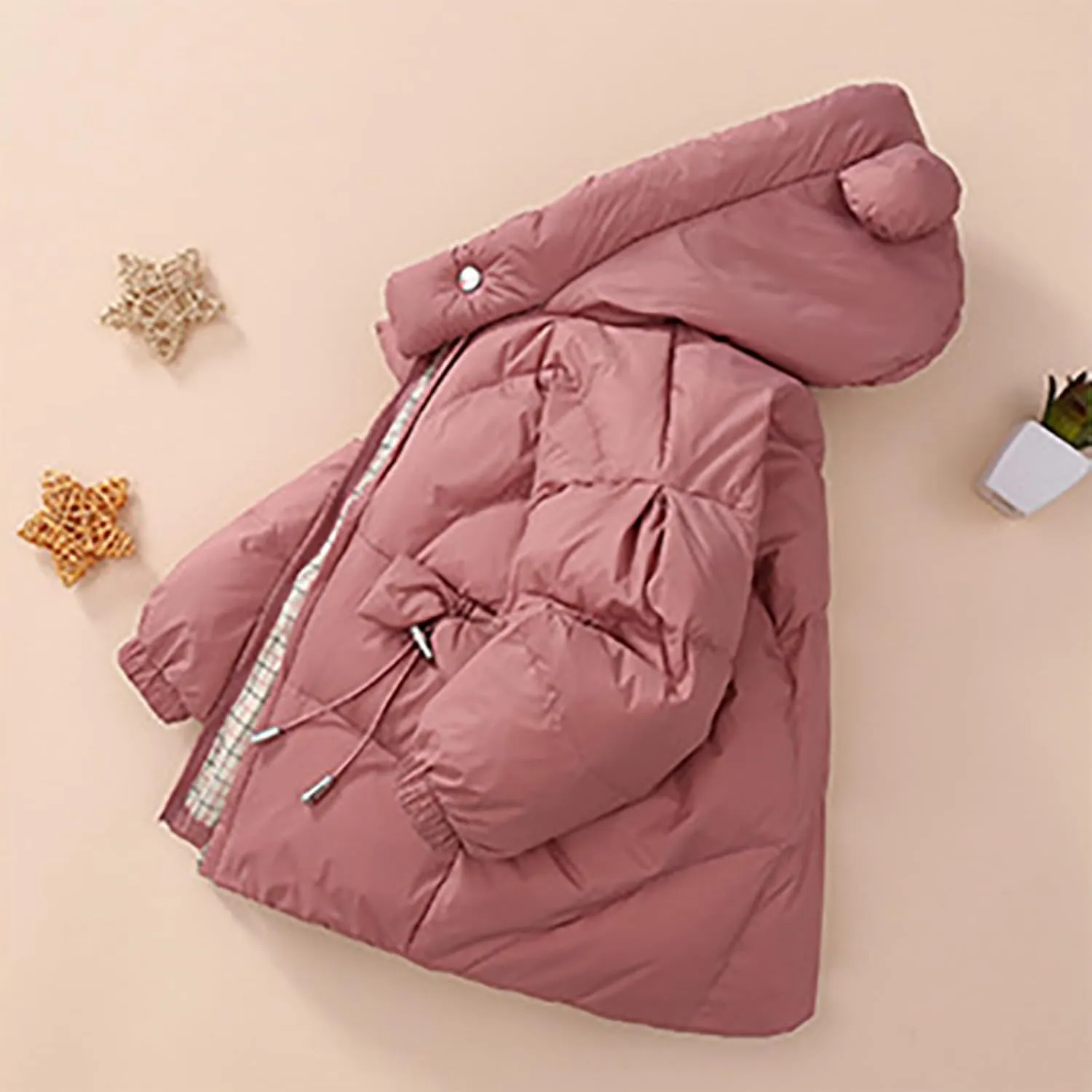 Kids Toddler Baby Girls Boys Winter Warm Thick Solid Cotton Long Sleeve Padded Jacket Coat Clothes Jacket Unlined