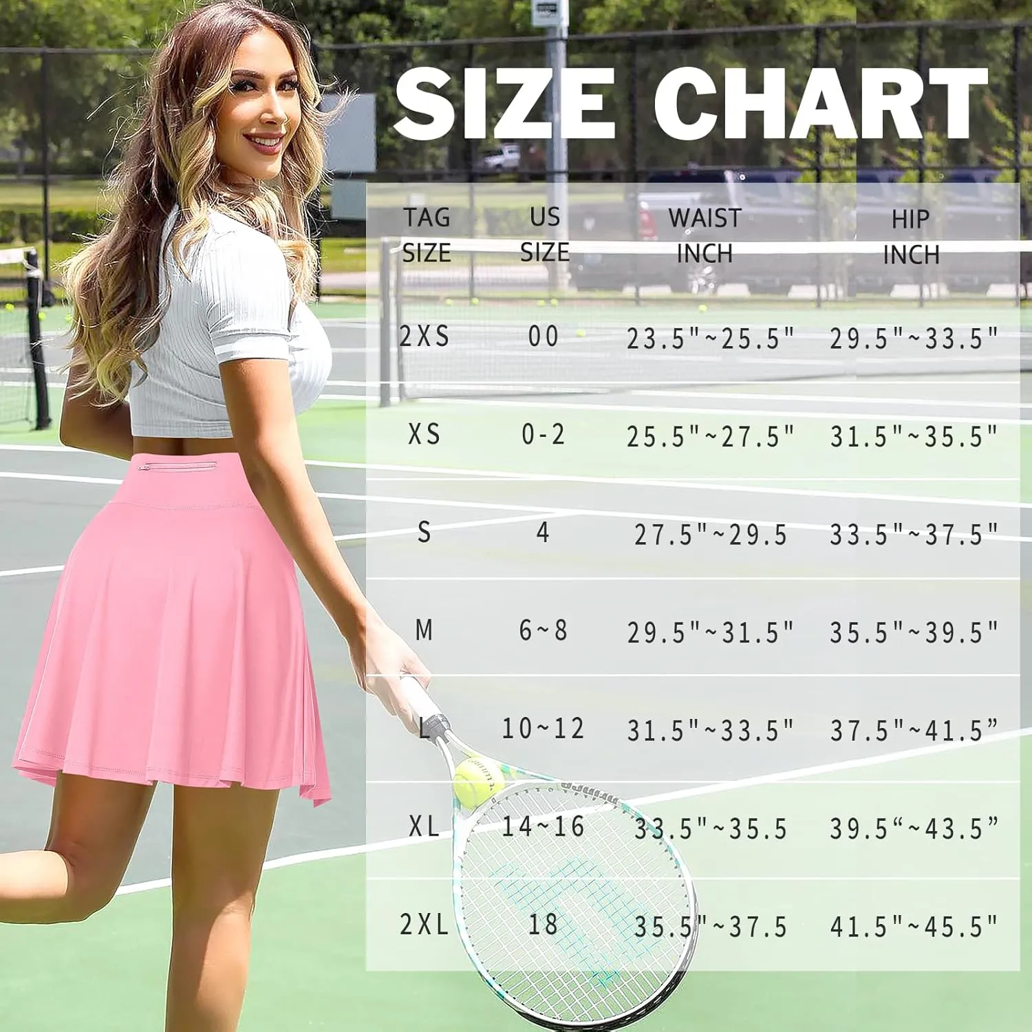 Knee Length Skorts Skirts for Women with Shorts High Waisted 20" Tennis Skirts Athletic Golf Skirt Workout Skort with Pockets