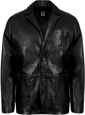 Lambskin Leather Blazer Men Casual Coat With Thread Design Notched Collar Style Ultimate Leather Blazer for Men