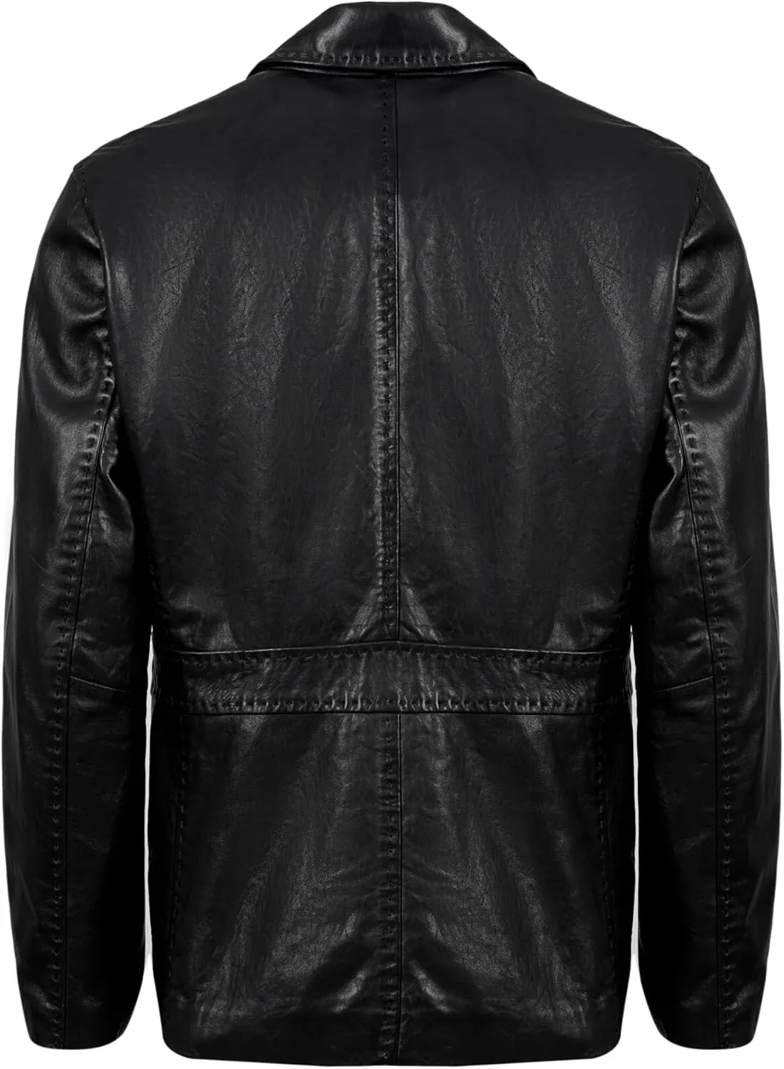 Lambskin Leather Blazer Men Casual Coat With Thread Design Notched Collar Style Ultimate Leather Blazer for Men