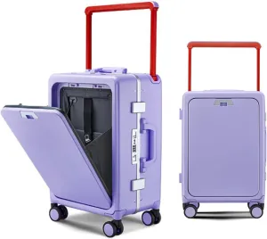 Large 24-Inch Hard Shell Suitcase with Wheels and Wide Handle - Purple Carry-On Luggage(Purple,24in)