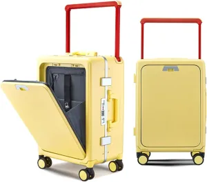 Large 24-Inch Hard Shell Suitcase with Wheels and Wide Handle - Purple Carry-On Luggage(Yellow,24in)