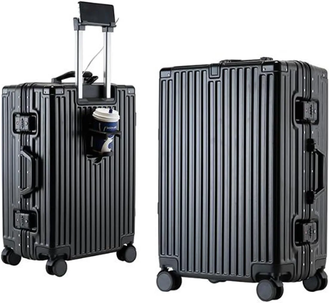 Large Suitcases with Wheels Carry on Luggage Hard Shell Suitcases with USB Charger Cup Holder TSA Password Lock,D,26in