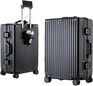 Large Suitcases with Wheels Carry on Luggage Hard Shell Suitcases with USB Charger Cup Holder TSA Password Lock,D,26in