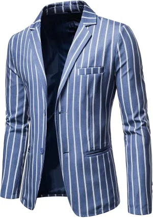LCMTWX Blazers Men 2024 Striped Suit Blouse Lapel Button Slim Fit Stylish Jackets Shirt Party Formal Men'S Casual Blazers