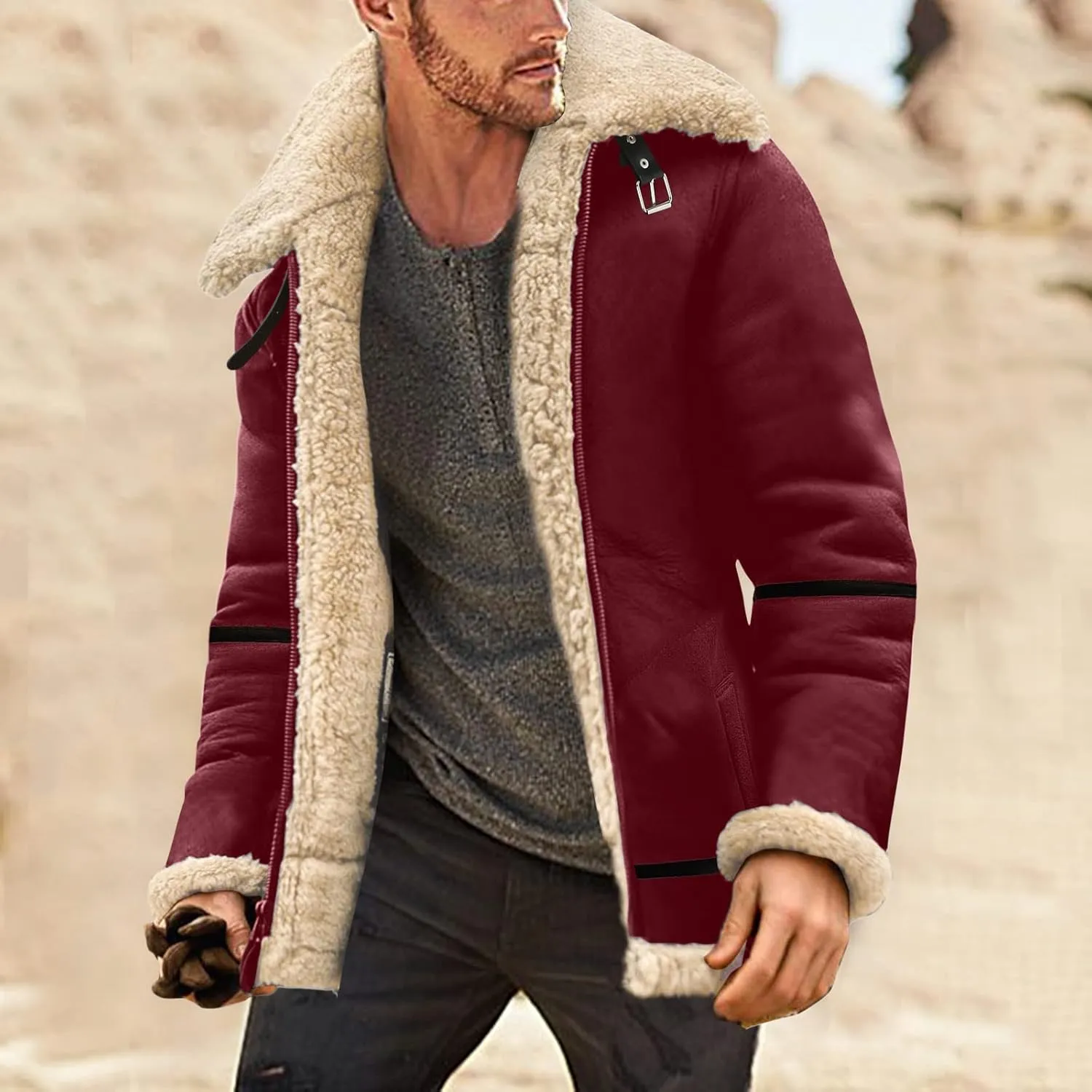 LCMTWX Mens Jackets Cottonpadded Jacket Stand Collar Knitted Splice Sweater Coat Casual Cardigan Men's Winter Jacket