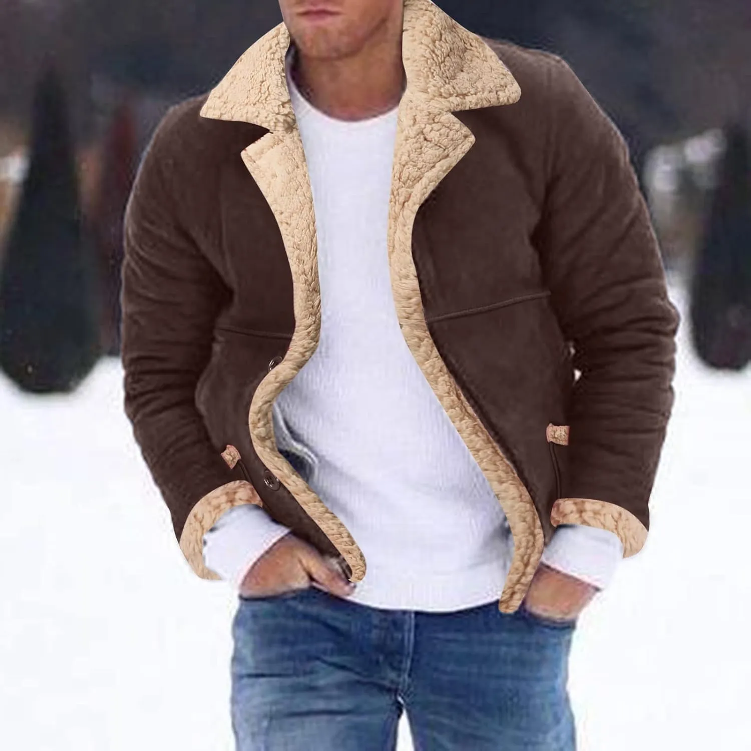 LCMTWX Men's Thicken Warm Winter Coat Stand Collar Knitted Splice Sweater Coat Casual Cardigan Stylish Outwear Winter