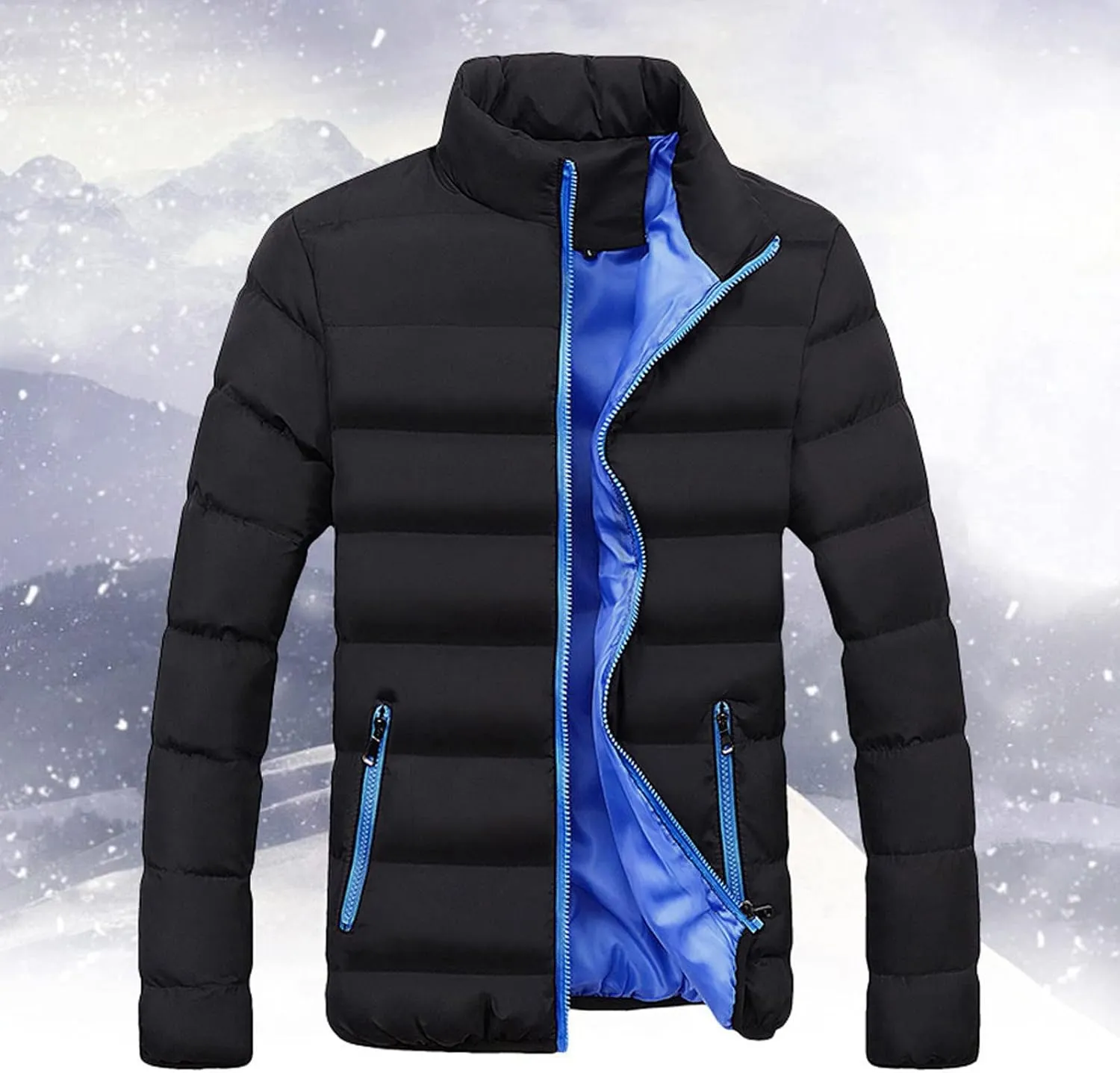 LCMTWX Men's Winter Thickened Warm Coats Leisure Plus Size Hat Zip Pocket Cotton-Padded Warm Soft Hooded Jacket Coats